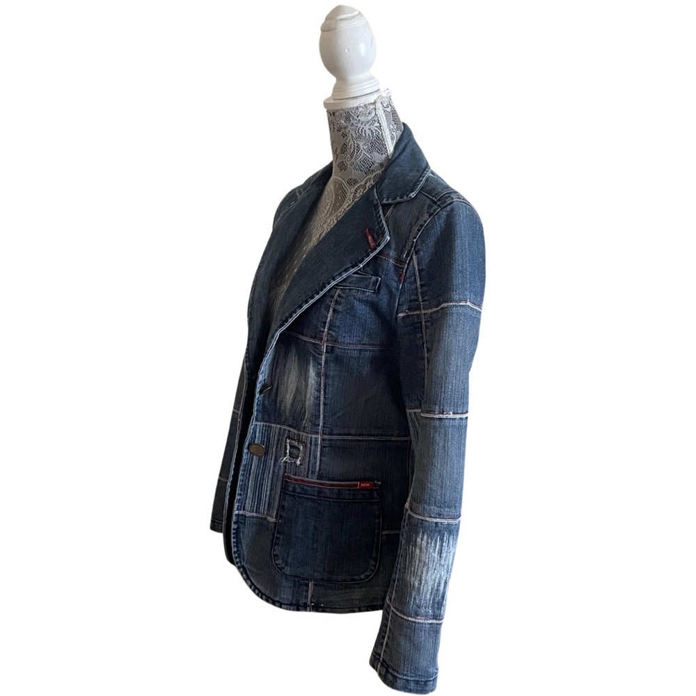 ❌ SOLD ❌ 90s Pepe Jeans London Patchwork Denim Sherry Blazer Jacket Size Medium - Picture 2 of 8